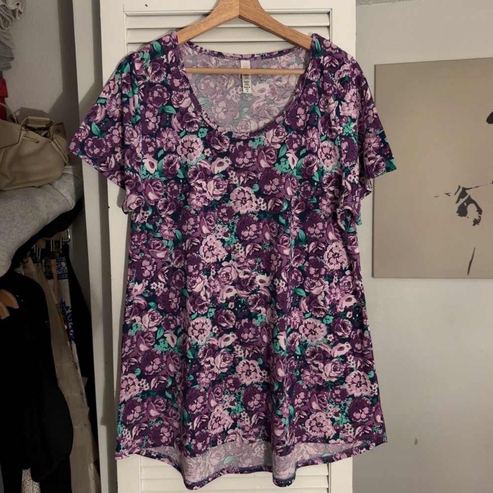 Lularoe Y2K Floral Swing Tunic Dress | Purple Multi | XL